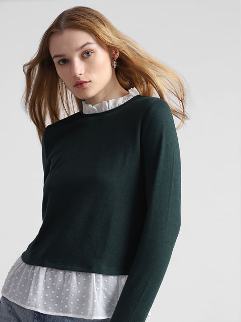 Green Shirt-Insert Pullover