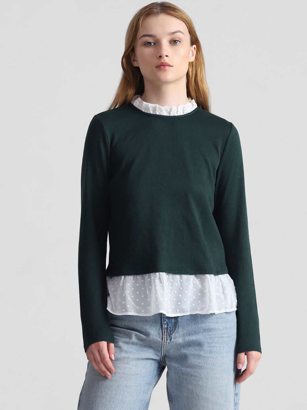 Green Shirt Insert Pullover