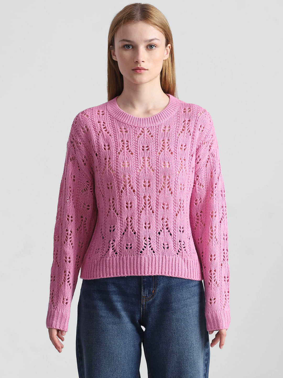 Pink on sale pointelle sweater