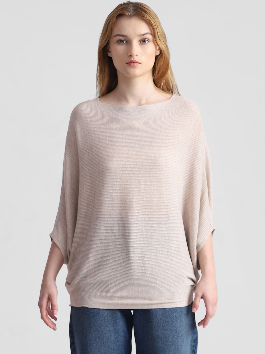 High neck plain on sale batwing sleeve sweaters