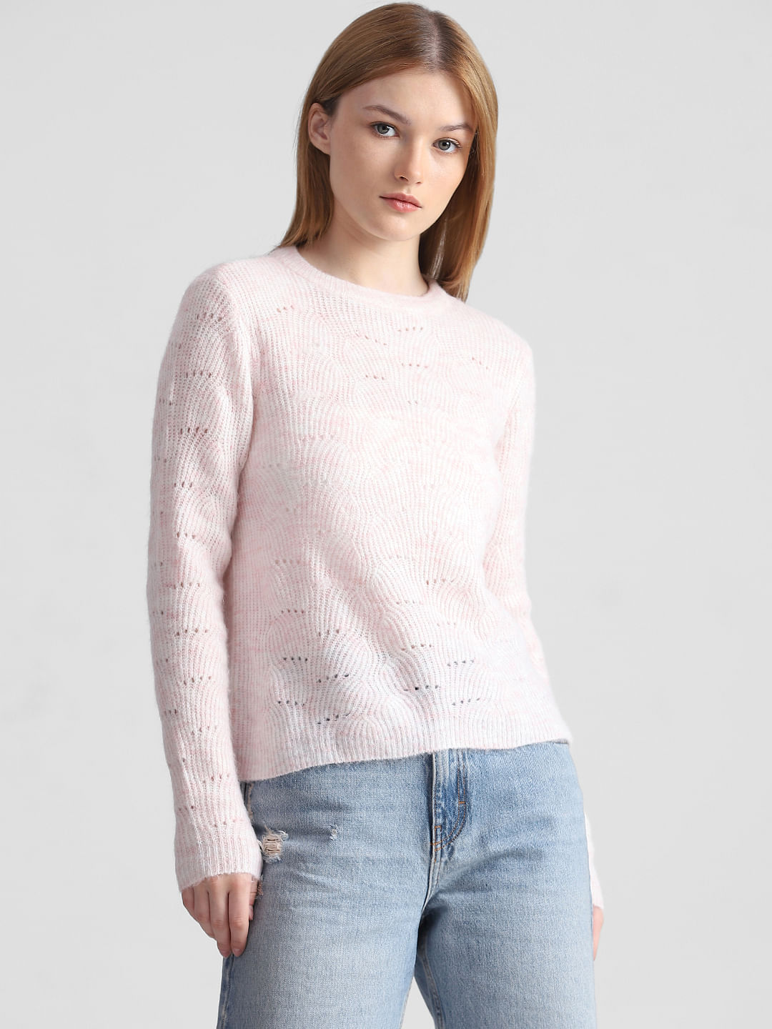 Pointelle knit outlet sweater