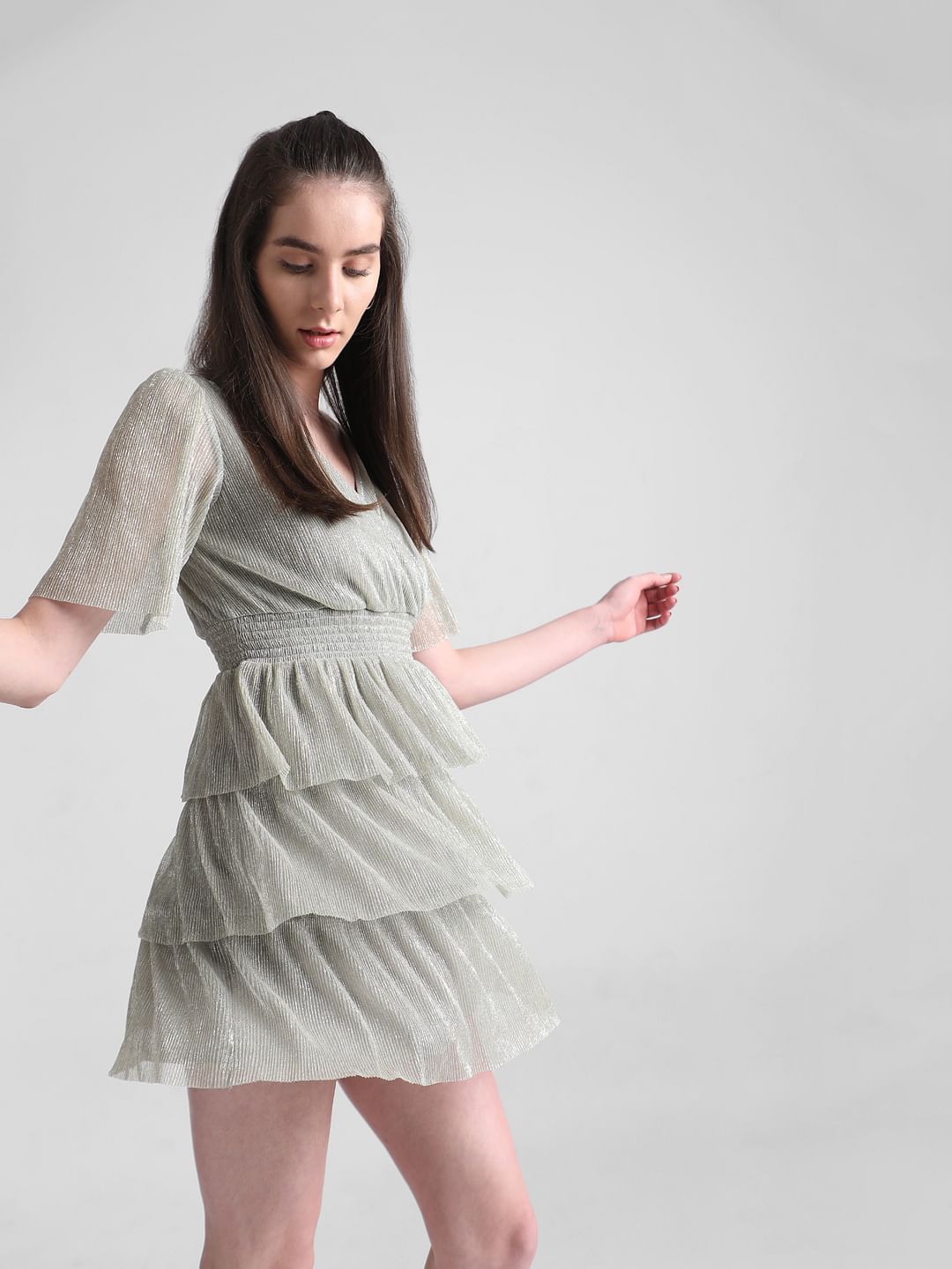 Shimmer pleated clearance dress