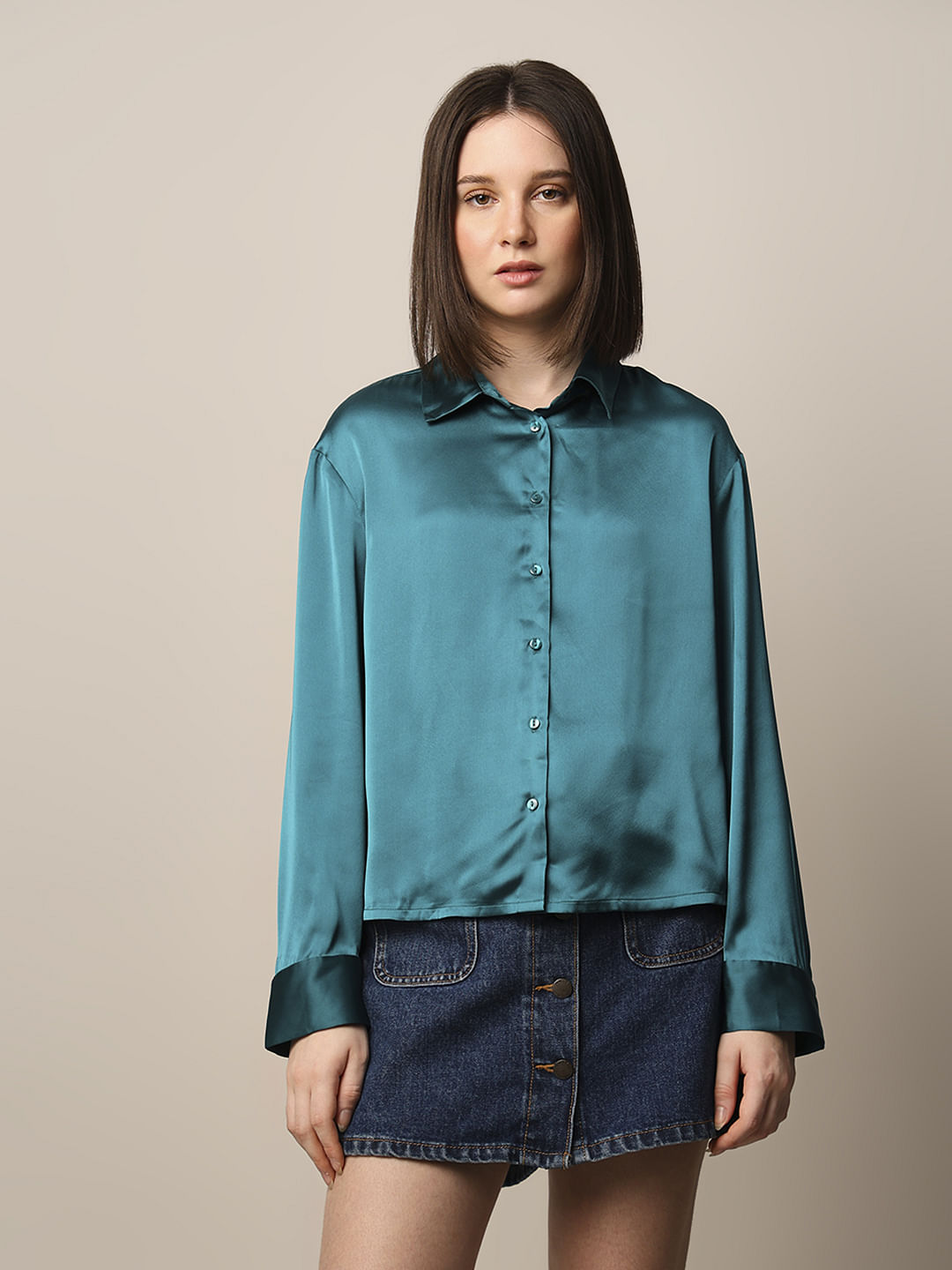 Teal Satin Shirt