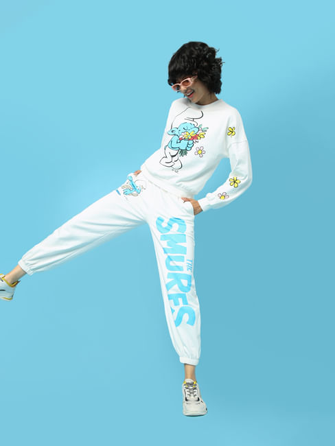 THE SMURFS© X ONLY White Printed Co-ord Joggers