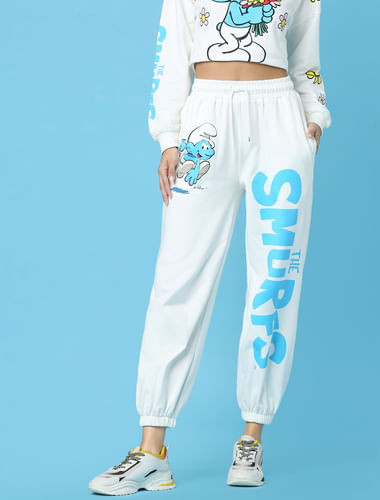 THE SMURFS   X ONLY White Printed Co-ord Joggers