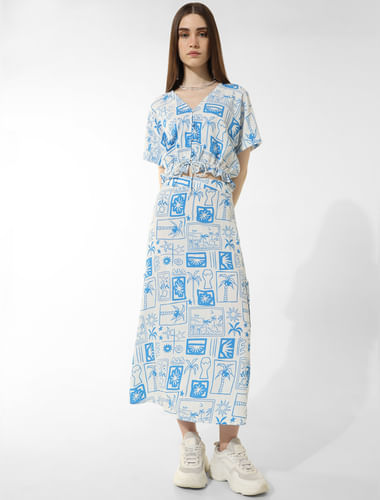 Light Blue Printed Co-ord Set Skirt