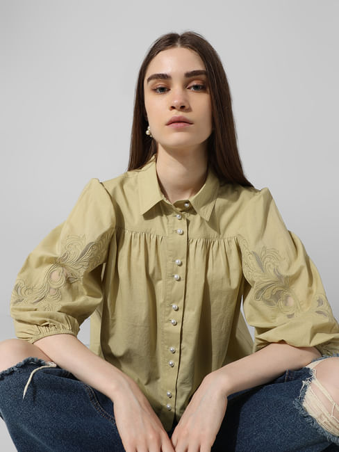 Green Embroidered Shirt