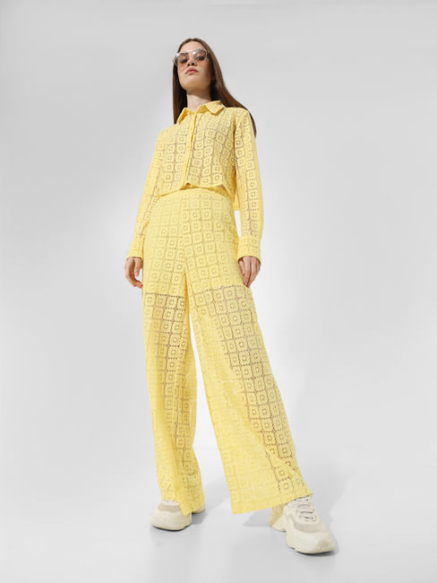 Yellow Crochet Co-ord Set Pants