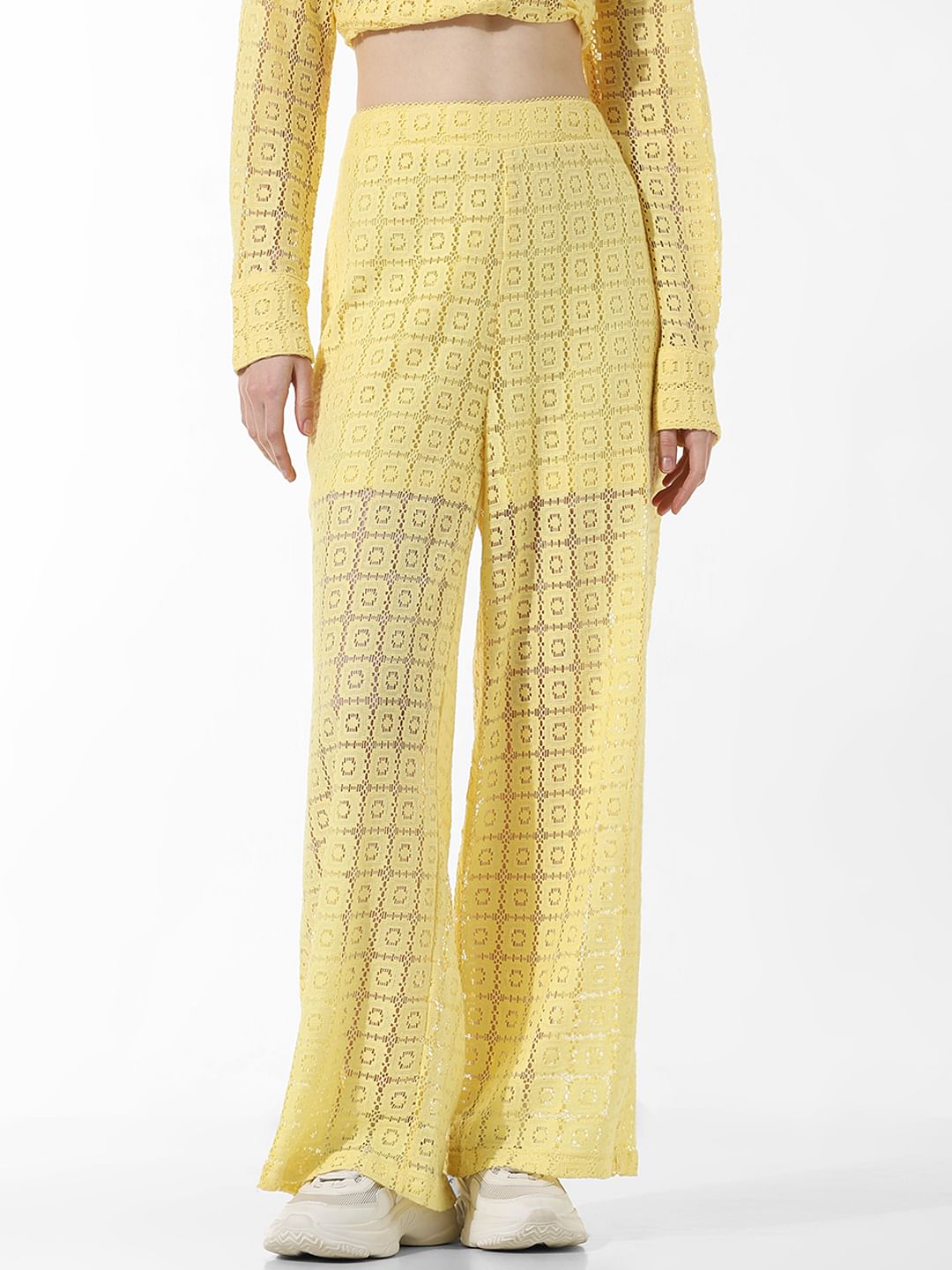 Yellow Crochet Co ord Set Pants