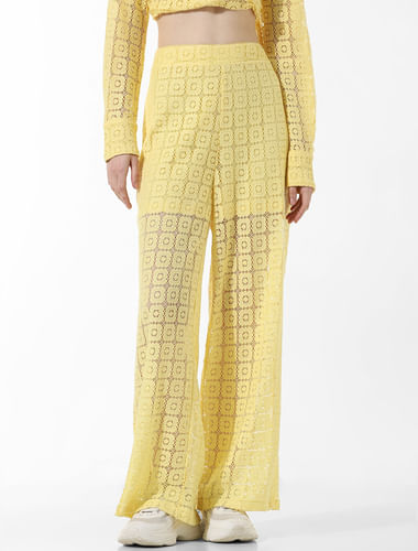 Yellow Crochet Co-ord Set Pants