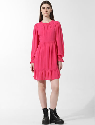 Dark Pink Fit & Flare Dress