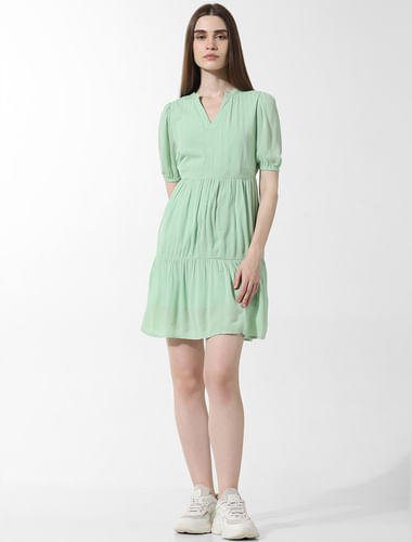 Green V-Neck Dress