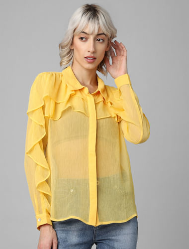 Yellow Ruffle Detail Shirt