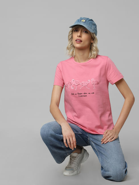 Pink Embellished T-shirt