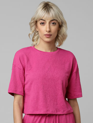 Pink Textured Co-ord Set T-shirt