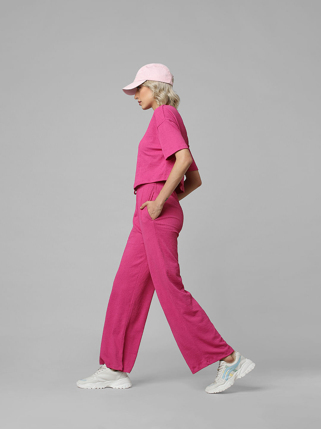 River Island Petite satin utility cargo trousers in light pink | ASOS