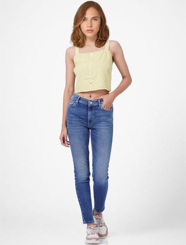 Buy DENIM CROP TOP WITH BUTTON-CLOSURE for Women Online in India