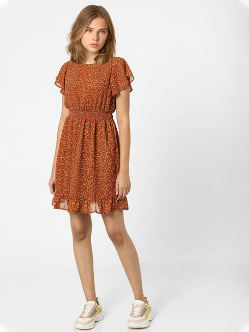 Brown Printed Dress