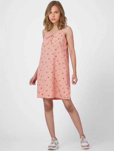 Pink Printed Slip Dress