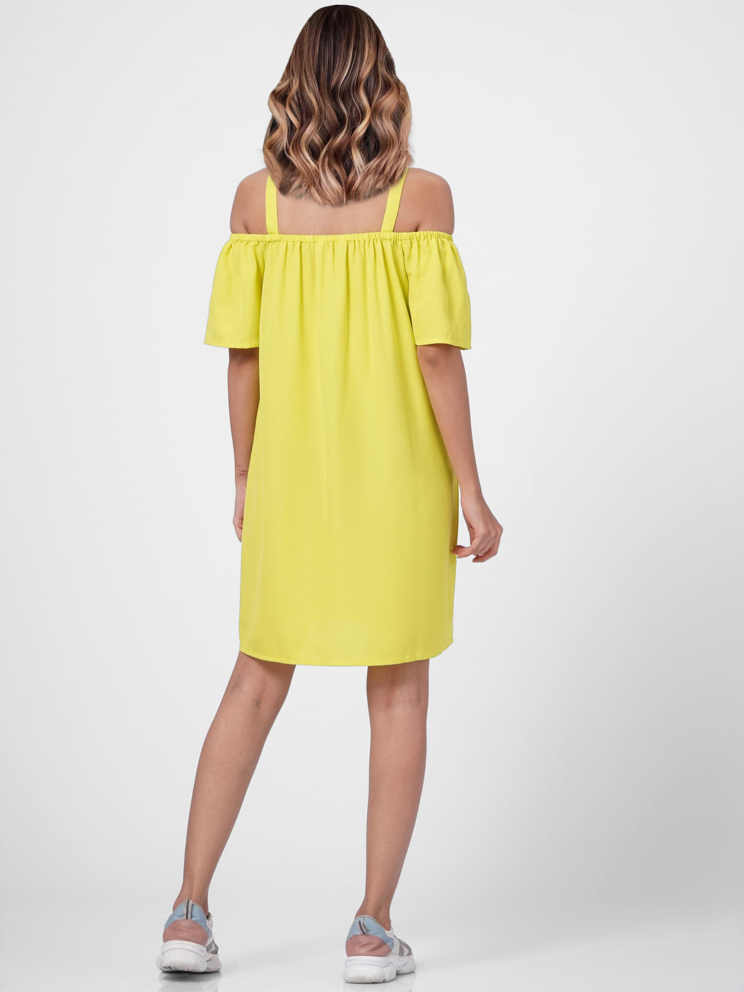 Neon yellow off 2024 the shoulder dress