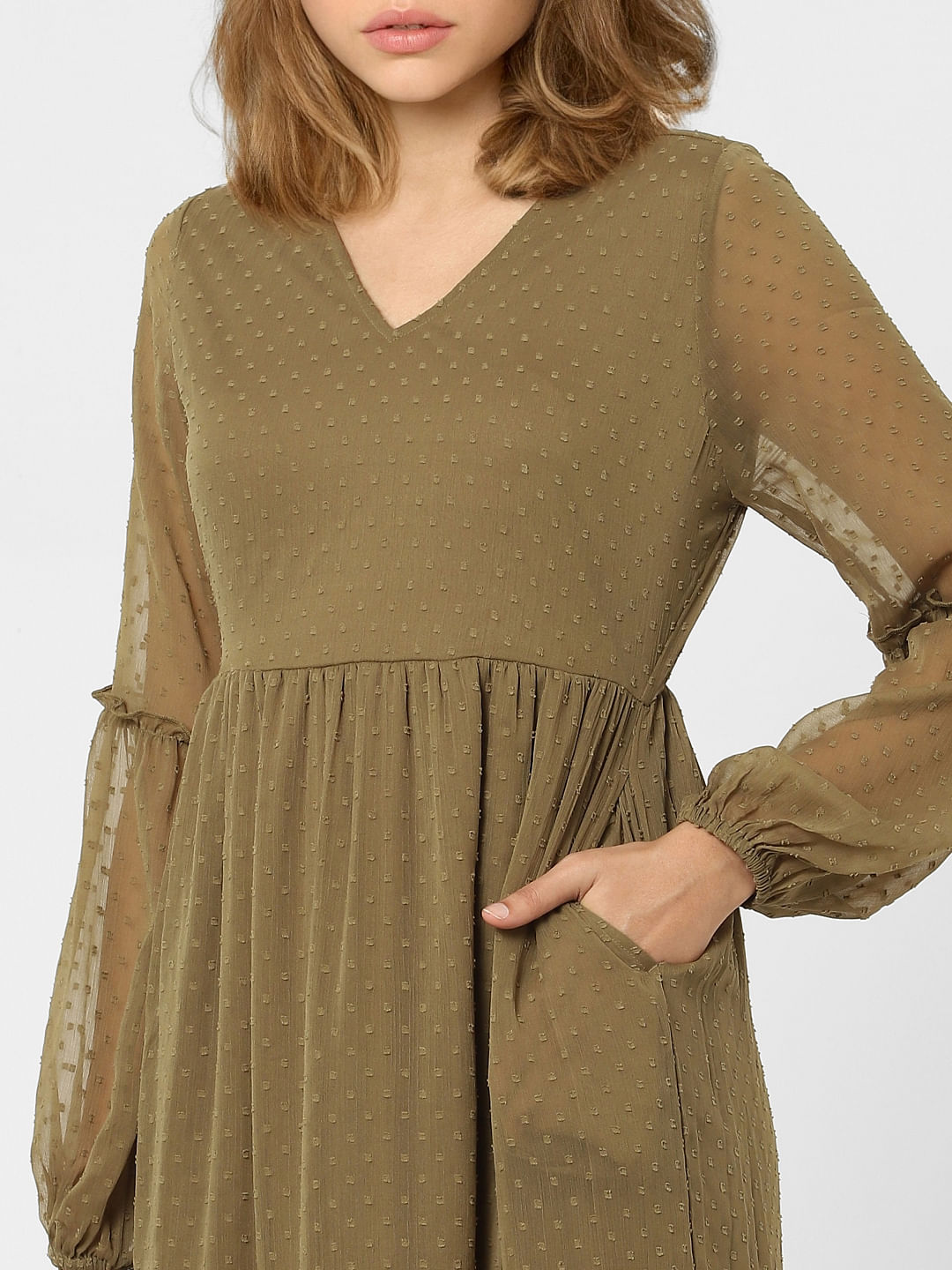 khaki dobby dress