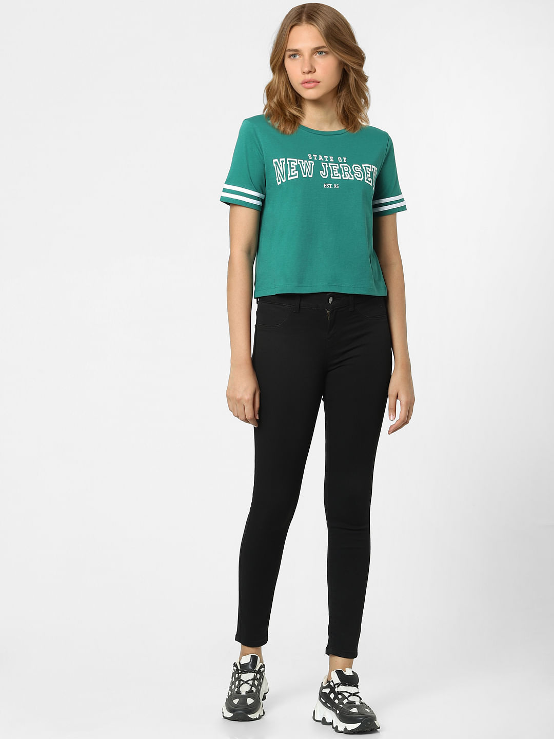 varsity green graphic tee