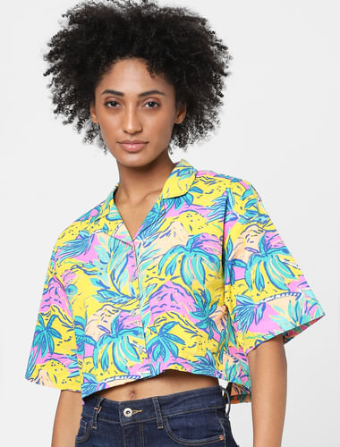 Yellow Tropical Print Resort Shirt