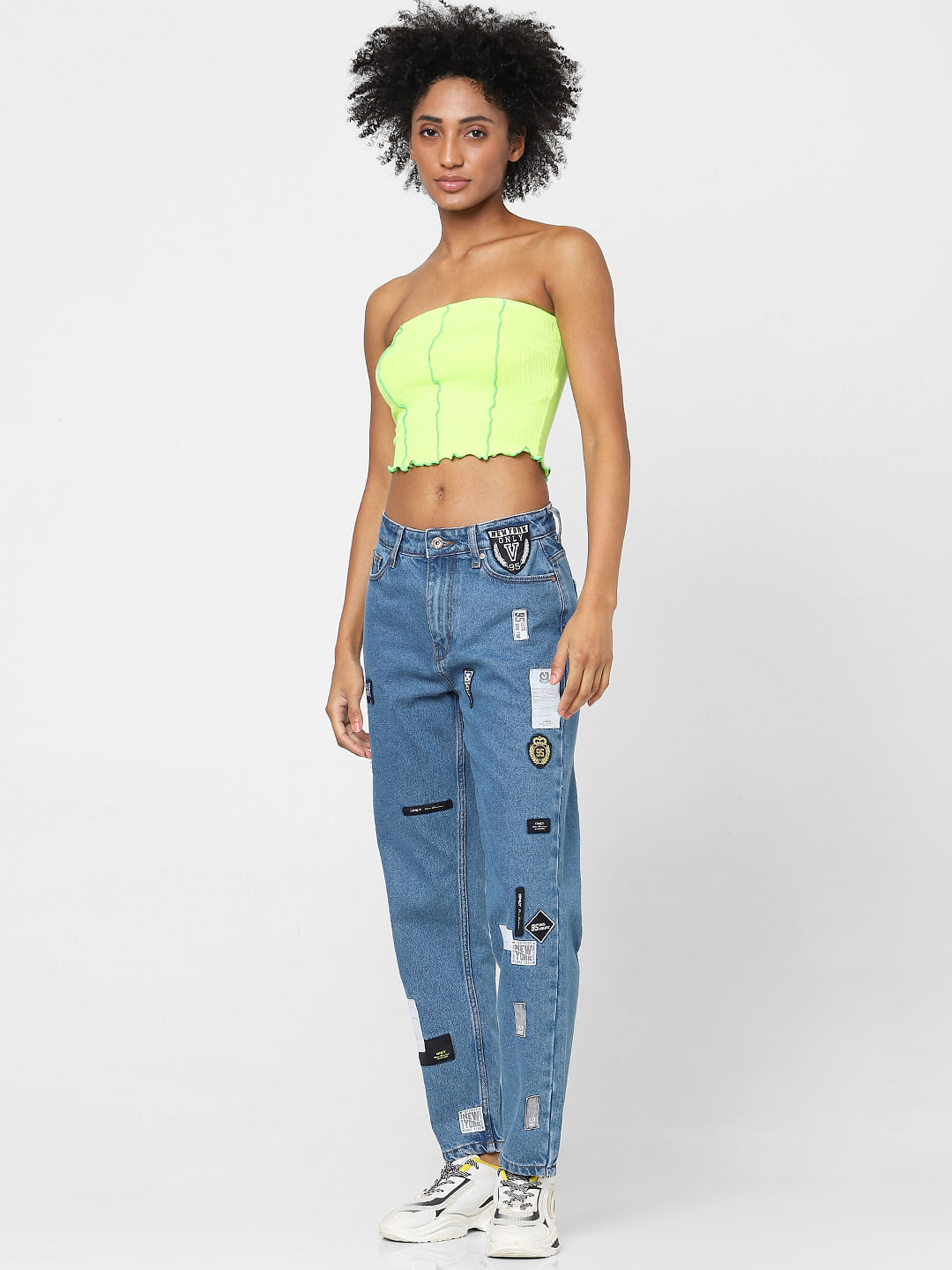 Neon off the hot sale shoulder crop top