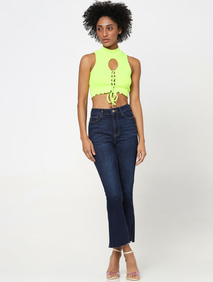 Yellow Cut Out Crop Top