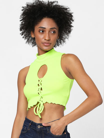 Yellow Cut Out Crop Top