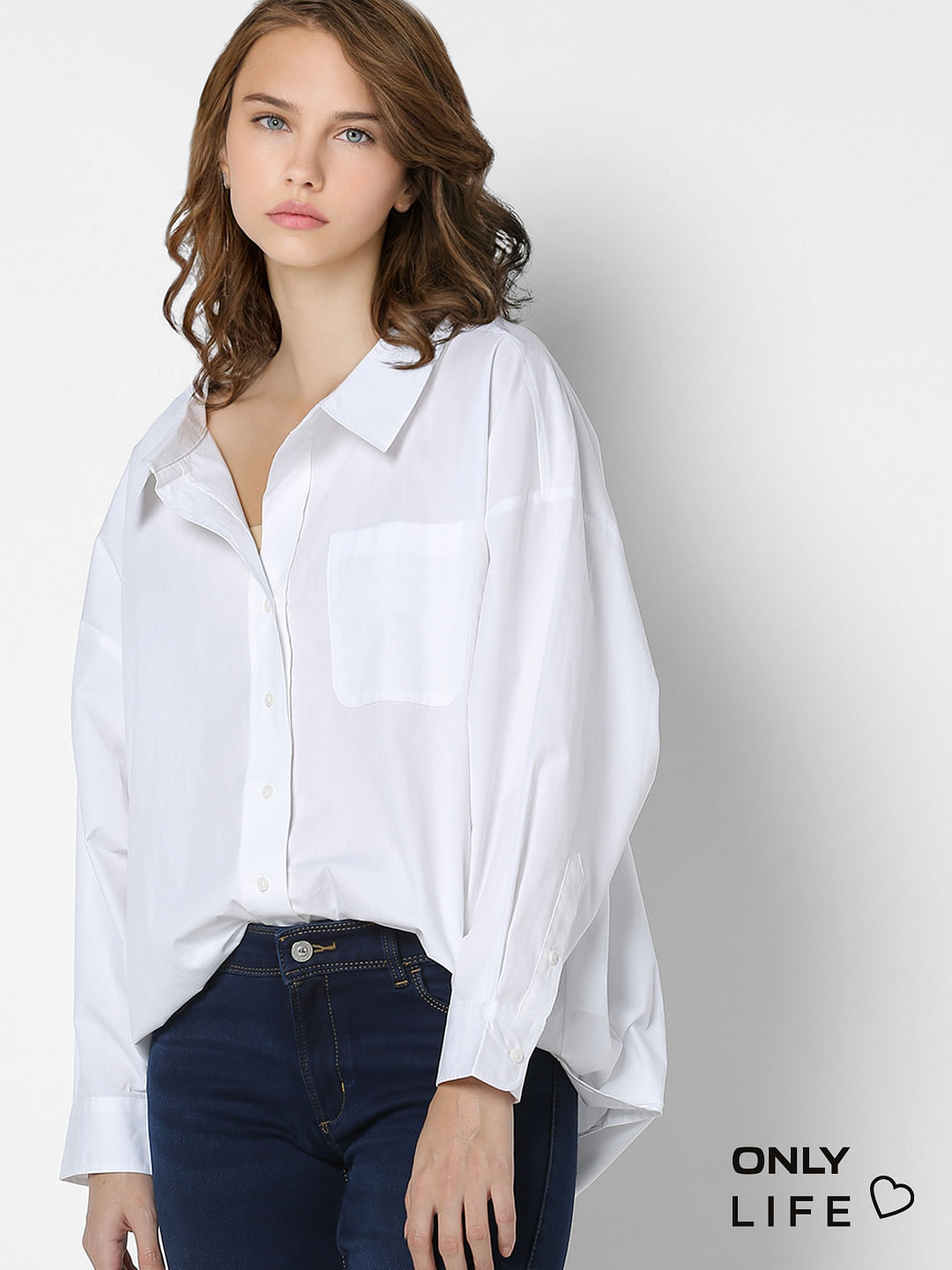 white drop shoulder shirt