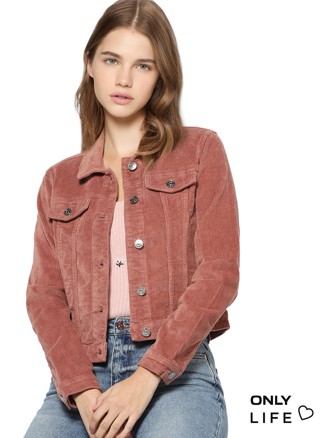 pink cord jacket womens