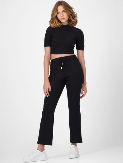 Black Cropped Co-ord Top