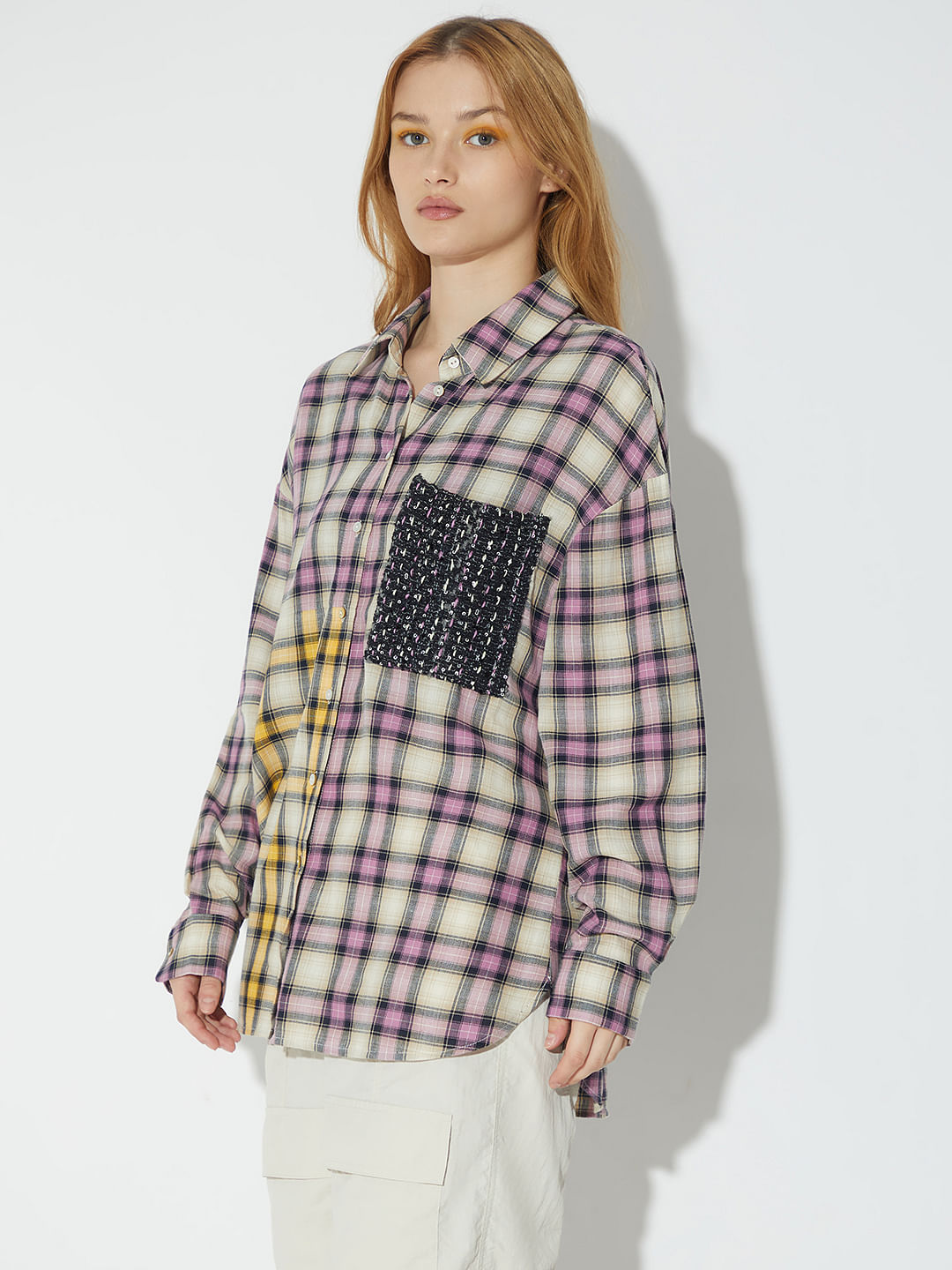 Oversized checked 2024 shirt womens