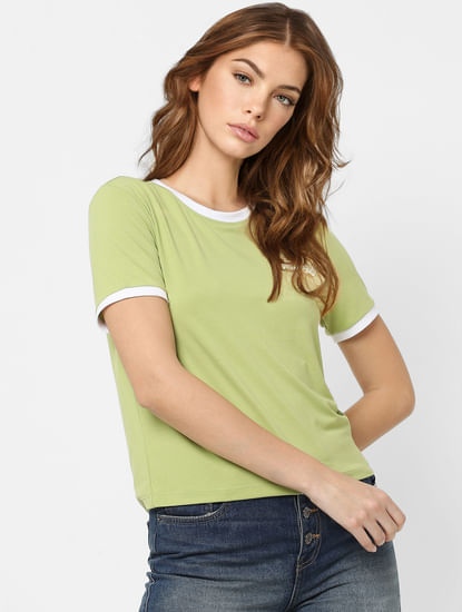 Green Contrast Tipping T-shirt