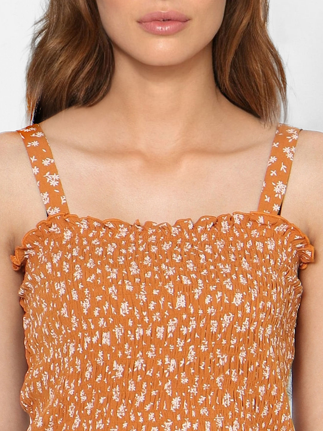 Orange cheap smocked top