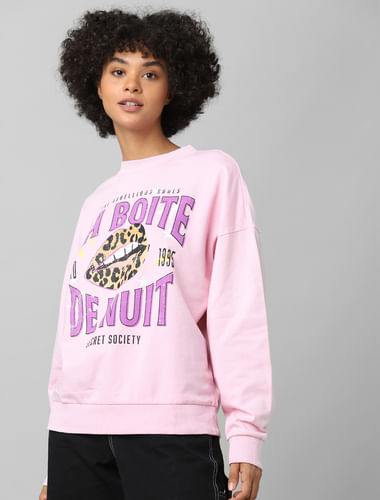Pink Typographic Print Sweatshirt