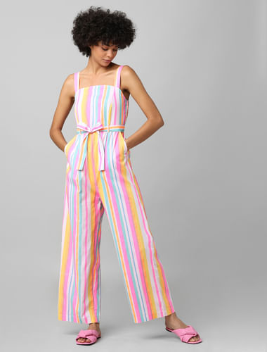 Multi-Colour Striped Jumpsuit