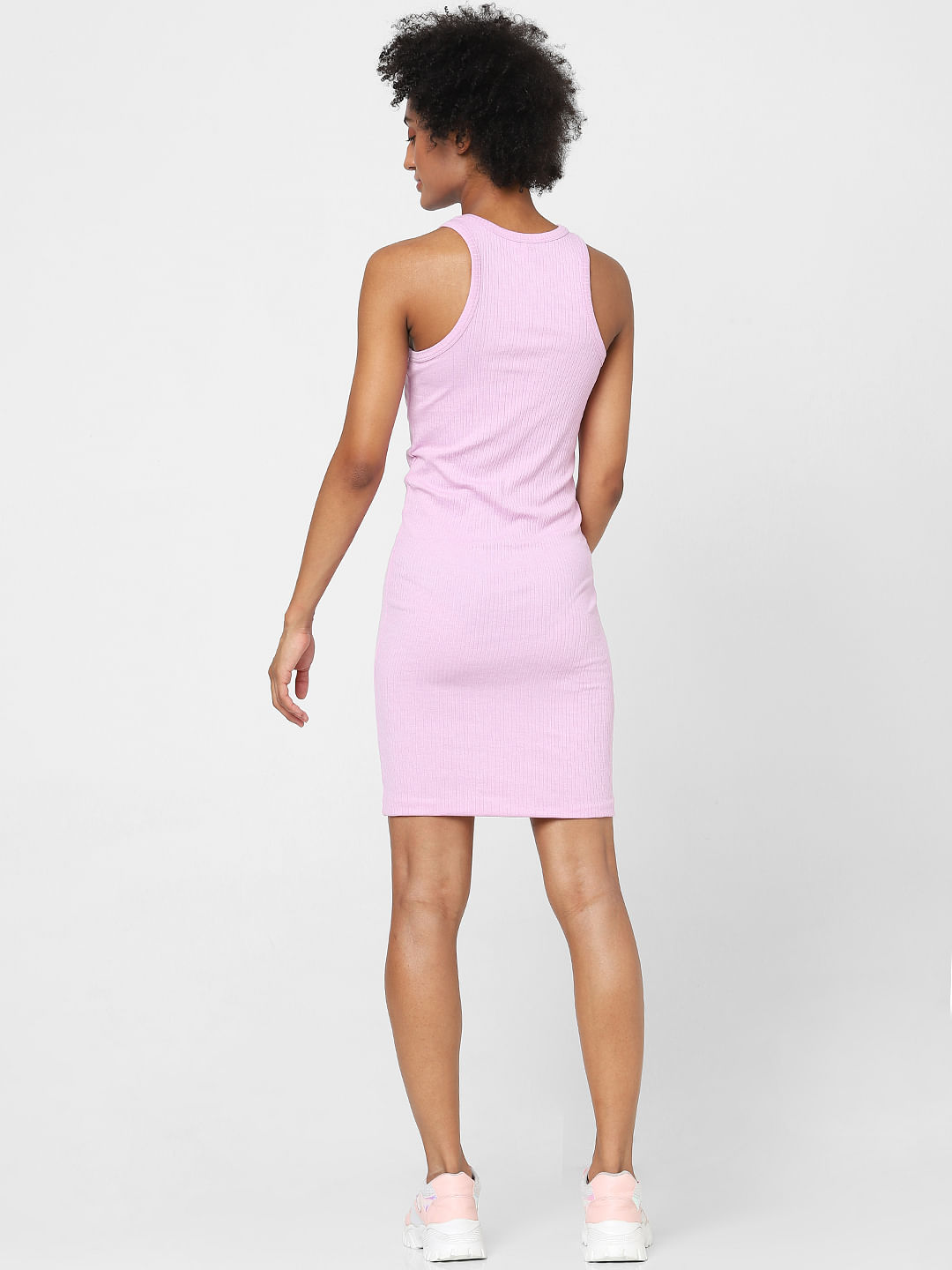 Lavender Mesh Square Neck Sleeveless Ruched Slit Dress – Hot Miami Styles