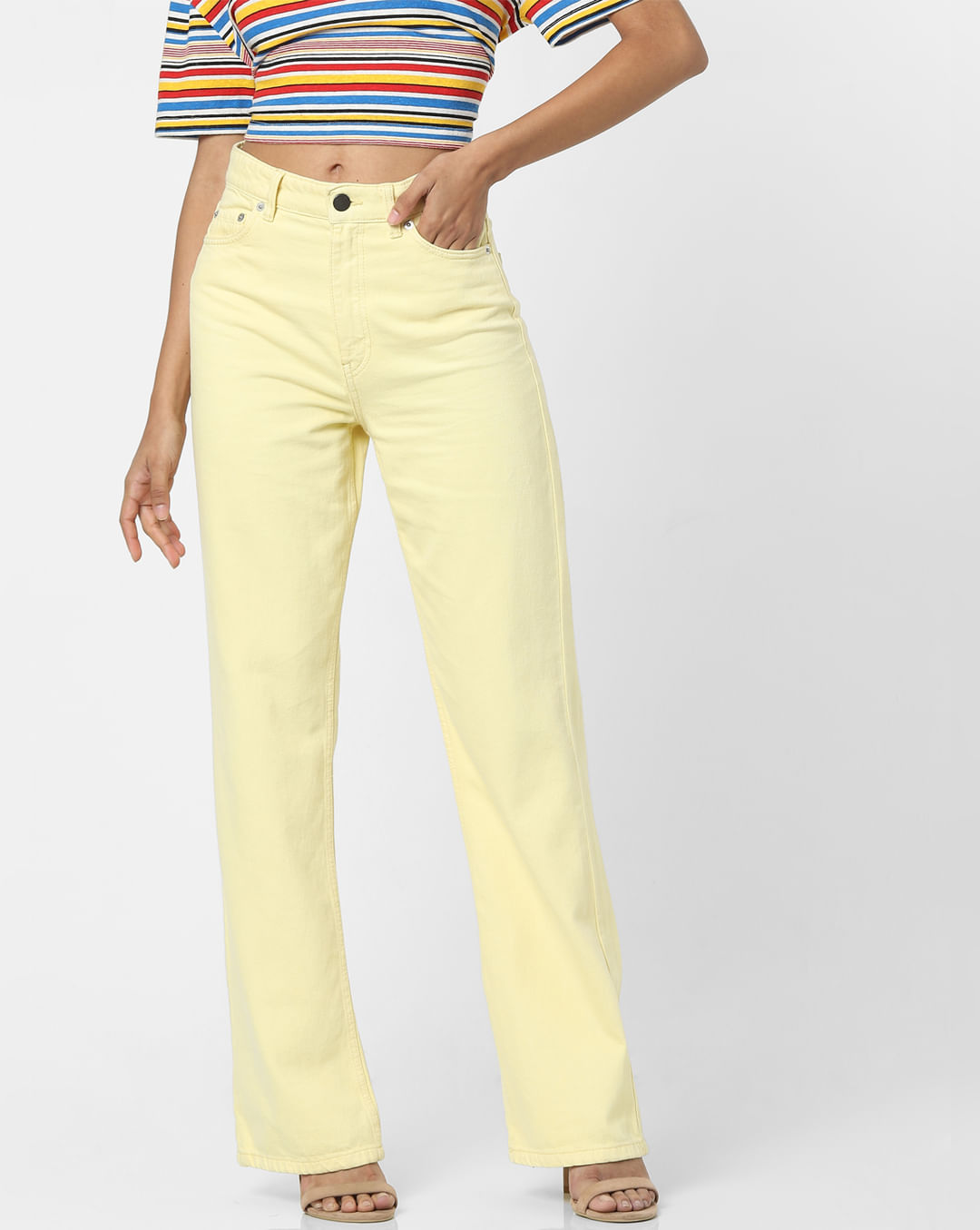 yellow Pants & Jeans For Women - Pleated, Joggers & Denim Jeans