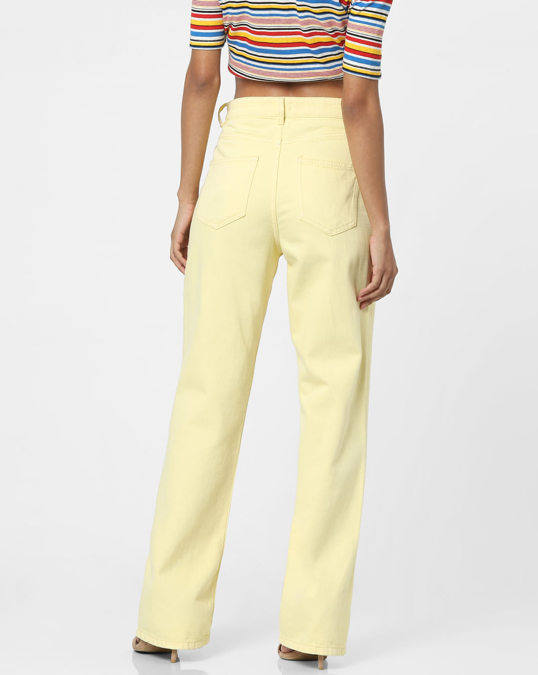 Yellow High Waist Flared Jeans
