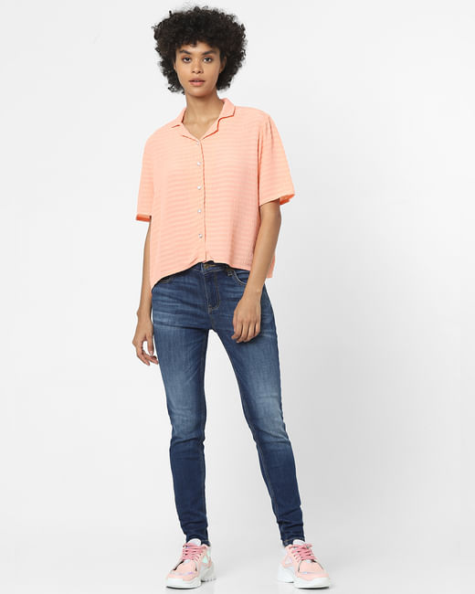 Peach Textured Shirt