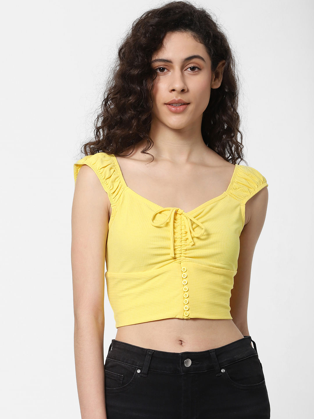 girls yellow crop top