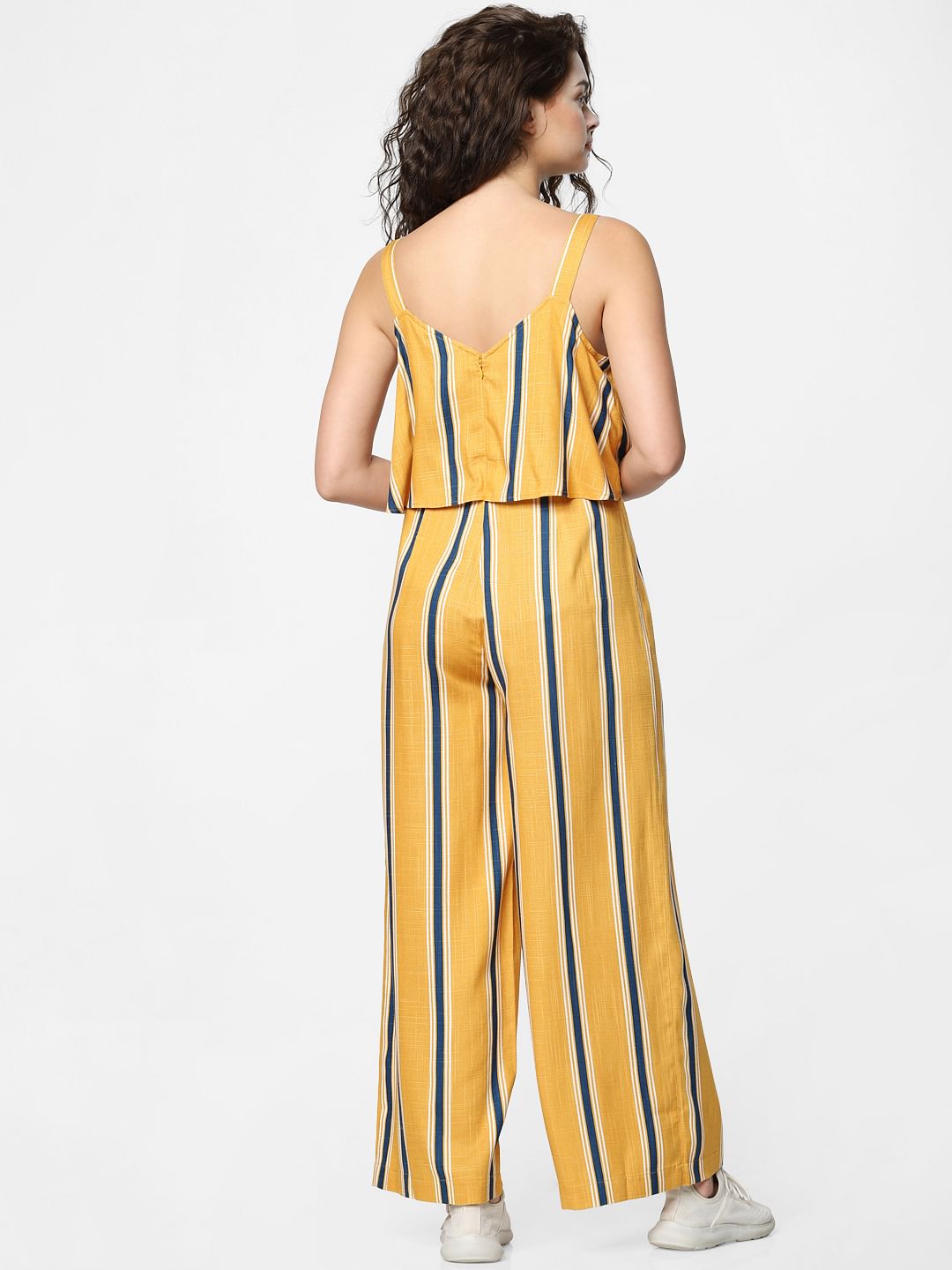 striped yellow jumpsuit