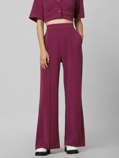 Pink High Rise Shimmer Co-ord Pants
