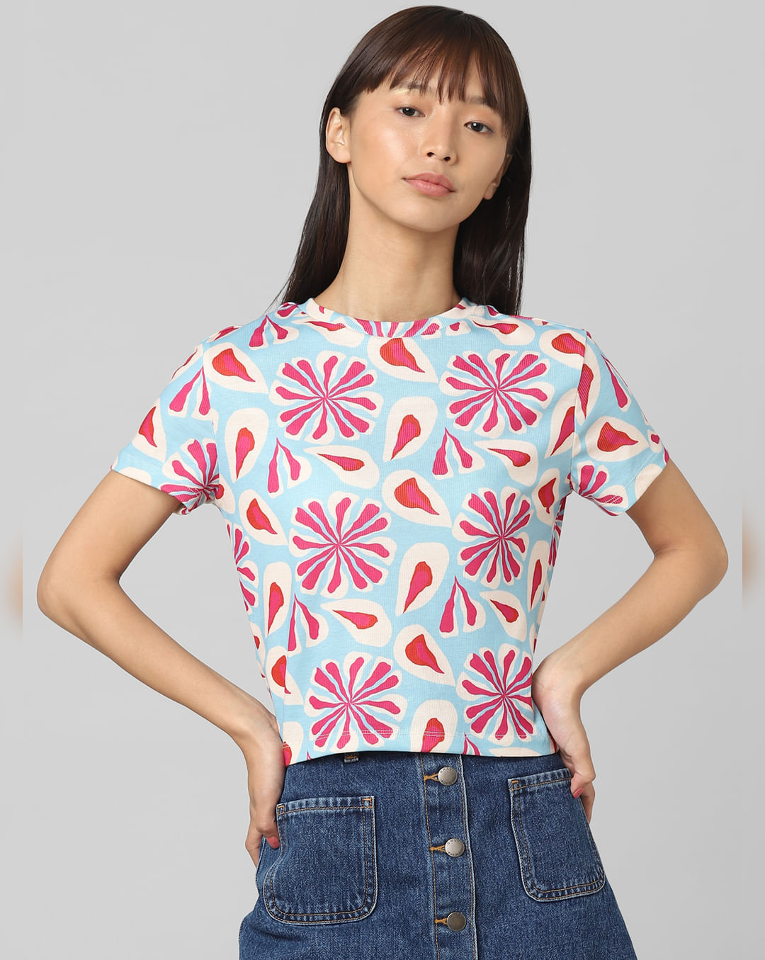 H&M Printed Ribbed T-shirt
