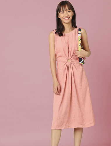 Pink Cut-Out Midi Dress