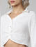 White Cropped Knot Detail Shirt