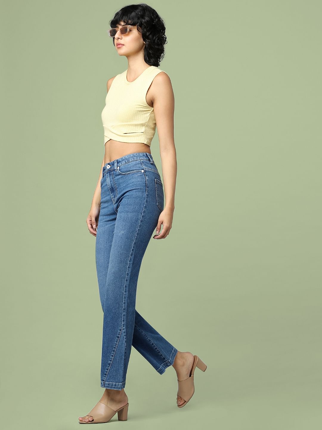 Blue High Rise Flared Jeans