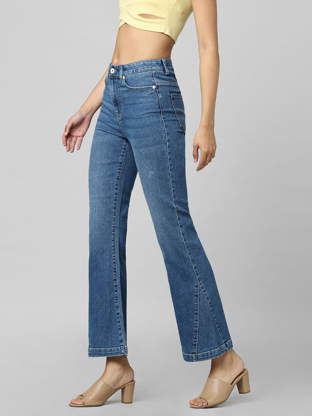 Blue High Rise Flared Jeans